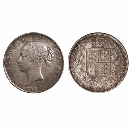 Great Britain, Silver ½ Crown (0.925 silver), 14.04g, 1845, Obv: Victoria head facing left