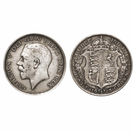 Great Britain, Silver ½ Crown (0.500 silver), 14.00g, 1919, Obv: George V head facing left
