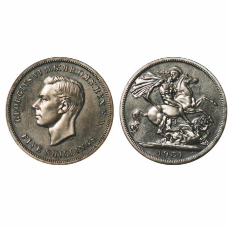 Great Britain, Copper Nickel 5 Shillings (Crown), 28.18g, 1951, George VI, Commemorative i