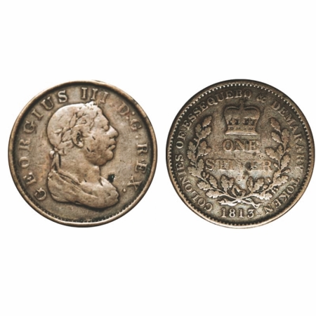 Guyana (British Guiana) Essequibo & Demerara, Copper 1 Stiver, 18.27g, 1813, Obv: Laureate
