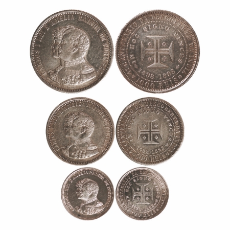Portugal, Silver set of 3 coins (0.917 silver), 1898, 400th Anniversary Discovery of India