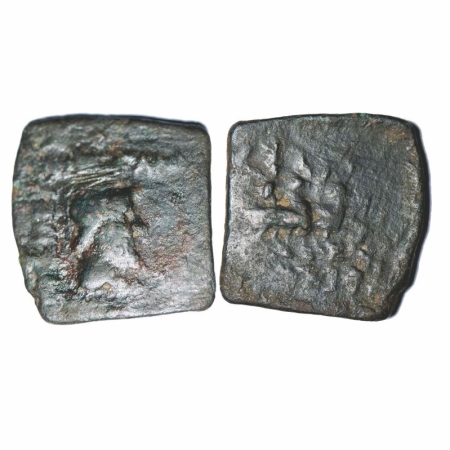 Indo-Greek, Eukratides (c. 171-145 BC), Copper Dichalkon, 7.93g, 24.61x25.40mm, Obv: Diade