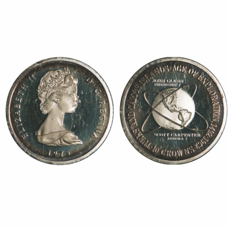 Turks & Caicos Islands, Silver 10 Crowns (0.9250 Silver), 29.98g, 1975 AD, Ruler Elizabeth