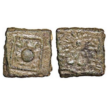 Ujjain, uninscribed die-struck Copper coin, 4.24g, 14.59x14.13mm, Obv: Bold dot in centre 