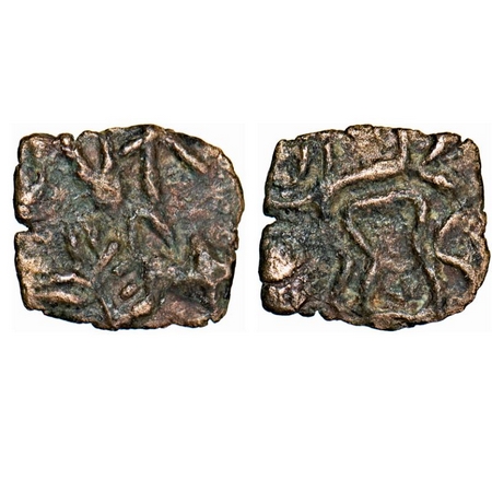 Pre-Satavahana, Samigopa, Andhra - Vidarbha border, Copper Unit, 0.68g, 10.56x11.59mm, Obv