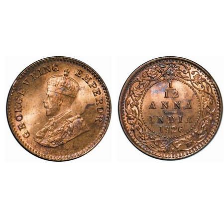 George V, Bronze, 1/12 Anna, 1926, Calcutta Mint, No dot. GK 1240. Brilliant Uncirculated.