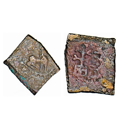 Agroha Janapada, Punjab & Haryana Region, Copper Unit, 1.63g, 18.78x17.39mm, Obv: Lion wal