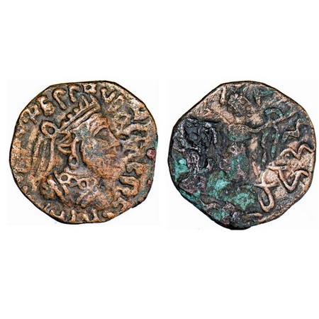 Indo-Parthians, Gondophares (c. 30-35 AD), Copper Tetradrachm, 9.32g, 23.41x24.17mm, Obv: 