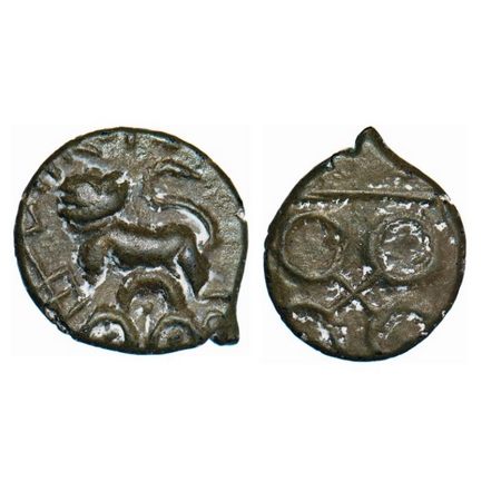 Satavahanas, Siri Satakarni, Junnar Region, Lioness type, Potin Unit, 1.94g, 12.54x14.60mm