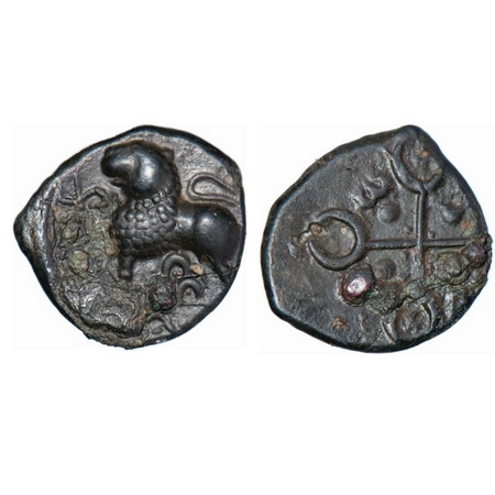 Satavahanas, Siri Satakarni, Junnar Area, Potin Unit, 5.19g, 18.90x20.85mm, Junnar Lion Ty