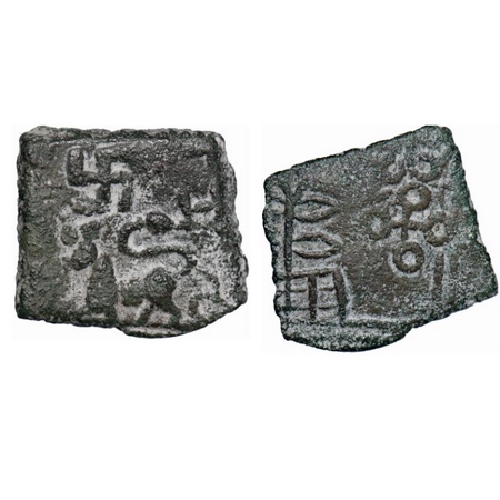 Satavahanas, Sri Satakarni, Nasik Region, Copper, 5.25g, 18.39 x 20.49mm, Obv: Lion walkin