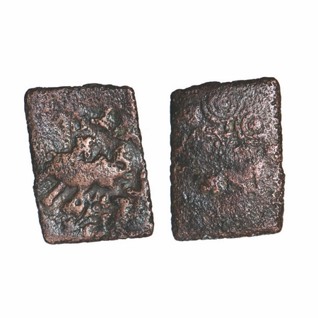 Satavahanas, Siri Sadavahana, Pusad Region (Vidarbha), Copper Square Unit, 8.46g, 28.80x21