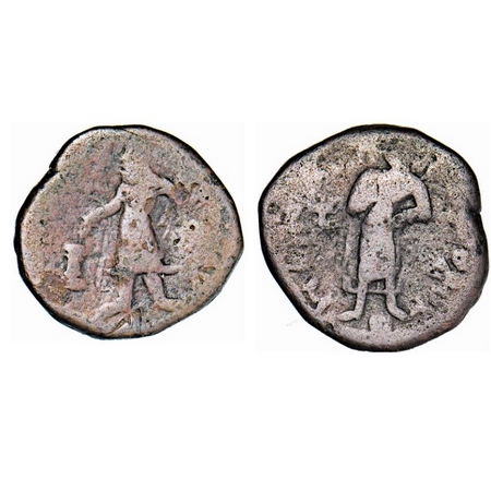 Kushans, Kanishka I, Copper Tetradrachm, 15.82g, 24.91x24.45mm, (127-150 AD), Obv: King st