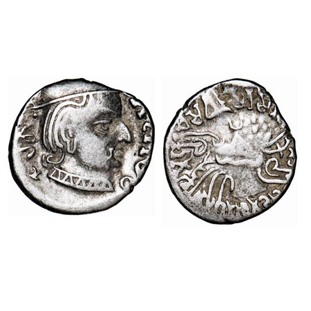 Western Kshatrapas, Vijayasena s/o Damsena (c. 238-239 AD), 2.10g, 14.99x15.60mm, Kardamak