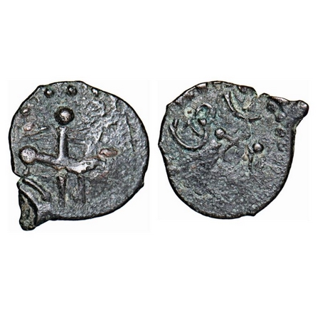 Western Maharashtra, Alloyed Copper, 0.99g, 12.88x13.41mm “Horseman” type, Obv: Horseman t