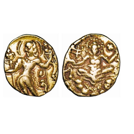 Guptas, Chandragupta II (375-415 AD), Gold Dinar, 7.68g, 19.69x17.43mm, Archer Type, Obv: 