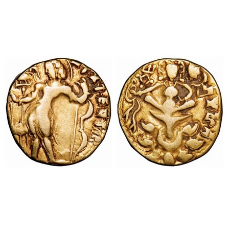 Guptas, Kumaragupta I (Mahendraditya) (415-455 AD), Gold Dinar, Archer Type, 7.96g, 18.43x