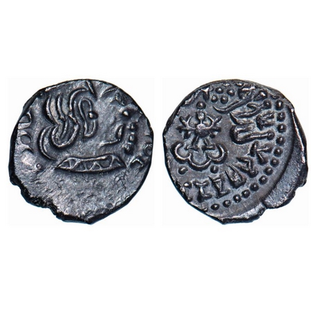 Guptas, Kumaragupta I (AD 414-455), Silver, Karshapana, Garuda type, 1.92g, 13.47x13.62mm,