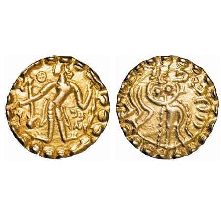 Post Gupta, Eastern Bengal, Samatata Region, Gold, 5.71g, 19.24x19.71mm, (c.640-655 AD), T