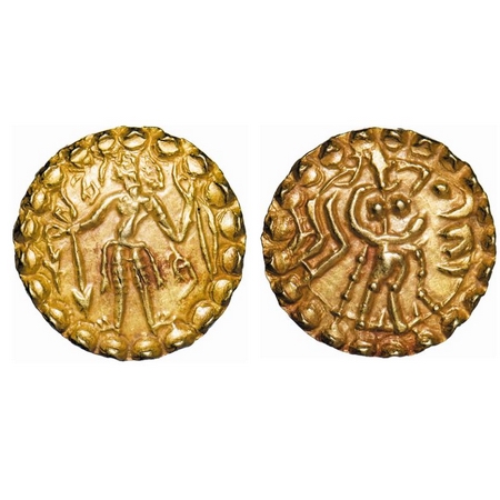 Post Gupta, Eastern Bengal Samatata Region, Gold Dinar, 5.73g, 20.64 x 20.57mm, (663 –675 