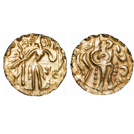 Post Gupta, Eastern Bengal Samatata Region, Gold Dinar, 5.57g, 23.23x23.61mm, (c. 675-700 