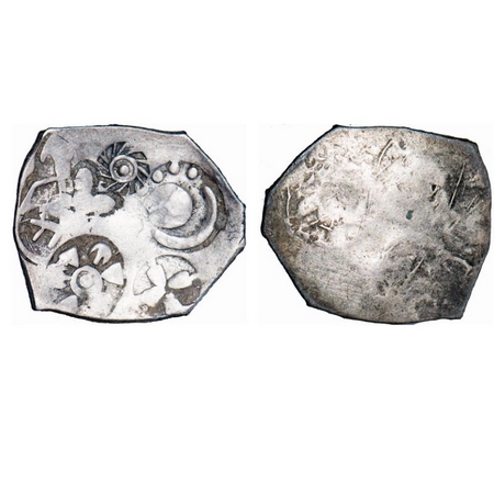 Punch Marked, Magadha Janapada, Silver Karshapana, 3.38g, 19.78x29.74mm, G/H Series I, Fiv