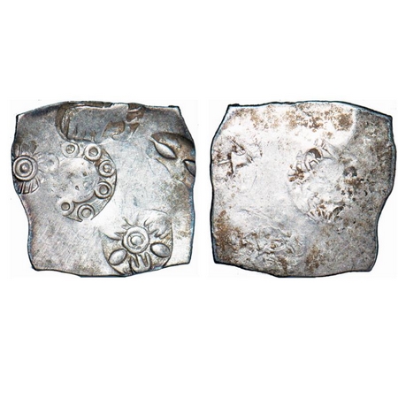 Punch Marked, Magadha Janapada, Silver Karshapana, 3.34g, 23.39x24.78mm, G/H Series I, Fiv