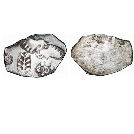 Punch Marked, Magadha Janapada, Silver Karshapana, 3.45g, 20.84x30.49mm, G/H Series I, Fiv