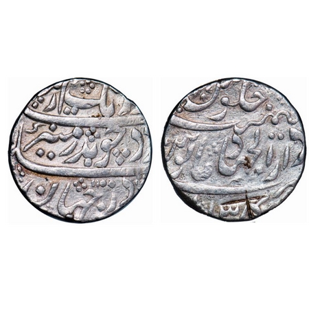 Aurangzeb, Silver Rupee, 11.52g, Dar ul Jihad Hyderabad Mint, 3X RY. KM 300.31. Test mark,