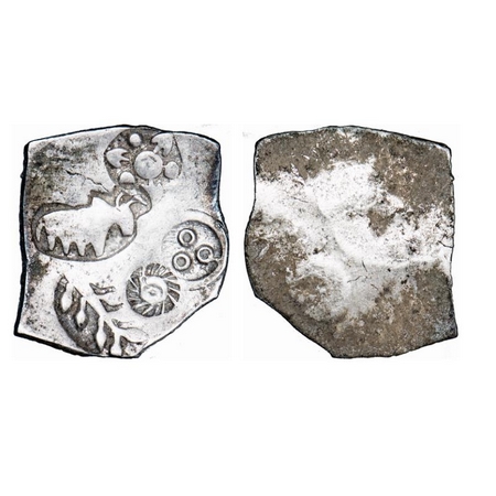 Punch Marked, Magadha Janapada, Silver Karshapana, 3.49g, 22.84x25.20mm, G/H Series I, Fiv