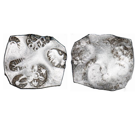 Punch Marked, Magadha Janapada, Silver Karshapana, 3.38g, 24.52x27.76mm, G/H Series I, Fiv