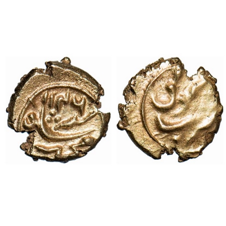 Muhammad Shah, Gold ½ Pagoda, 1.69g, Guty Mint, name of the ruler and date AH 1146. Very F