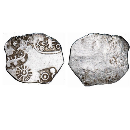 Punch Marked, Magadha Janapada, Silver Karshapana, 3.45g, 22.16x25.65mm, G/H Series I, Fiv