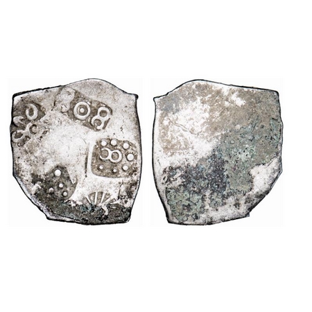 Punch Marked, Magadha Janapada, Silver Karshapana, 3.32g, 22.63x25.72mm, G/H Series I, Fiv