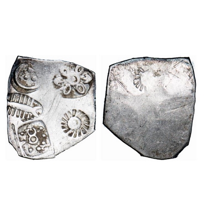 Punch Marked, Magadha Janapada, Silver Karshapana, 3.44g, 21.20x24.23mm, G/H Series I, Fiv