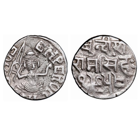 Bundi, Silver Rupee, 10.60g, Ram Singh, VS 1959 (1902 AD), INO Edward VII, seated goddess 