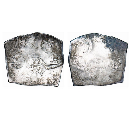 Punch Marked, Magadha Janapada, Silver Karshapana, 3.40g, 23.99x26.53mm, G/H Series I, Fiv