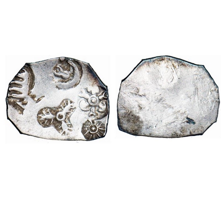 Punch Marked, Magadha Janapada, Silver Karshapana, 3.50g, 20.85x25.91mm, G/H Series I, Fiv
