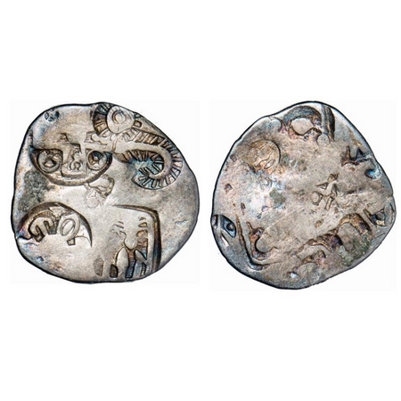 Punch Marked, attributed to Magadha Janapada, Silver Karshapana, 3.22g, 21.70x22.50mm, Ser