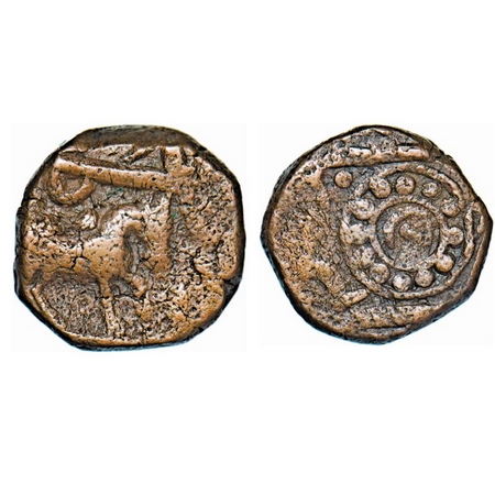 Ratlam, Copper Paisa, 10.48g, Anonymous hammered coinage, Raij Series, INO Shah Alam II, h