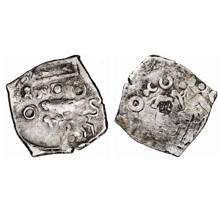 Punch Marked, attributed to Surashtra Janadpada, Silver ¼ Karshapana, 0.92g, 16.25x16.10mm