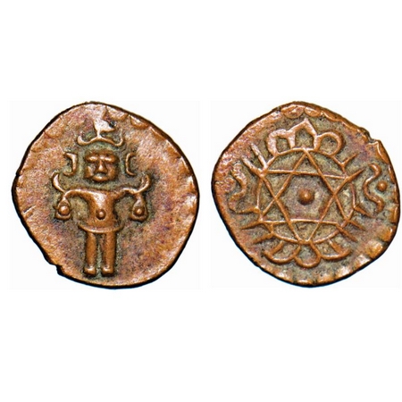 Travancore, Copper Cash, 0.66g, Uthram Tirunal Marthanda Varma (AD 1847-1860), Obv: Sree K