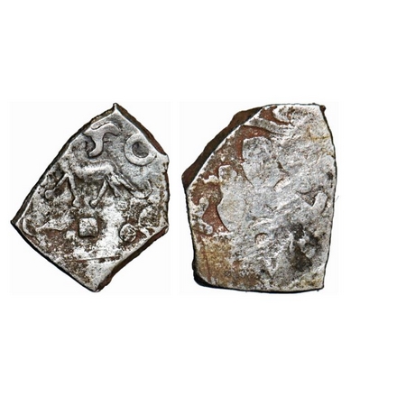 Punch Marked, attributed to Surashtra Janapada, Silver ¼ Karshapana, 1.02g, 14.54x13.05mm,