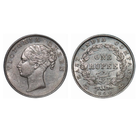 Victoria Queen, Silver, Rupee, 1840, CL, Madras Mint, A/VII, 'S' incused, English Head, Wr