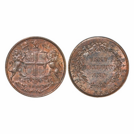 Victoria Queen, Copper, Quarter Anna, 1858, J. Watt & Co. Birmingham Mint, Single leaf, Ye