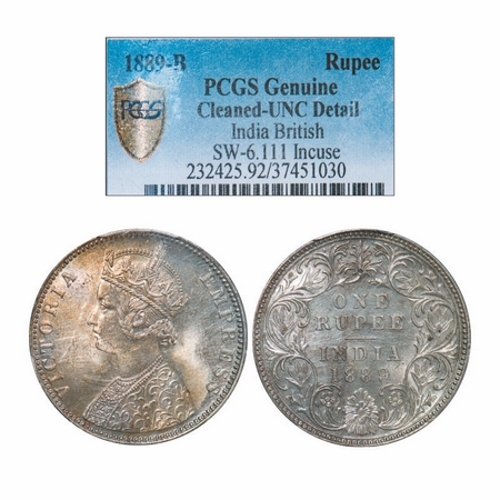 Victoria Empress, Silver, Rupee, 1889, Bombay Mint, C2/I, 'B' incused. GK 564. PCGS Slabbe