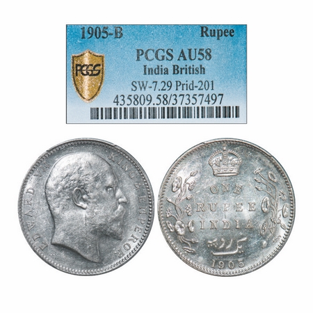 Edward VII, Silver, Rupee, 1905, Bombay Mint, 'B' incused and dot, Top stroke of numeral 5