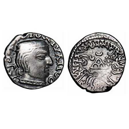 Western Kshatrapas, Kardamaka Dynasty, Damsena, son of Rudrasimha I, Silver Drachma, 1.97g
