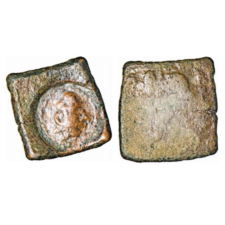 Sangam Age, Pandyas, Copper, 6.88g, 20.72x19.98mm, Obv: A clear and deep portrait of king 