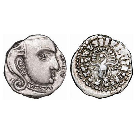 Guptas, Skandhagupta, (5 Cen AD), Silver, 2.41g, 15.64x15.39mm, Obv: An elegant bust of ki